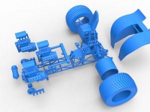Pulling tractor with 3 engines V8 Version 4 Scale 1 to 25 3D-printmodel