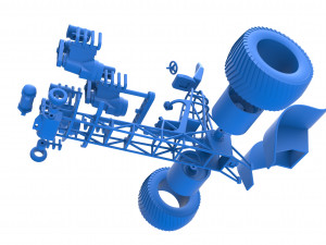 Pulling tractor with 3 engines V8 Version 4 Scale 1 to 25 3D-printmodel
