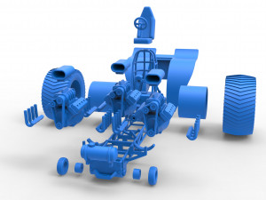 Pulling tractor with 3 engines V8 Version 4 Scale 1 to 25 3D-printmodel