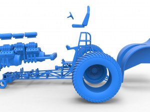 Pulling tractor with 3 engines V8 Version 4 Scale 1 to 25 3D-printmodel
