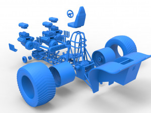 Pulling tractor with 3 engines V8 Version 4 Scale 1 to 25 3D-printmodel
