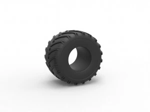 Monster Jam tire 10 Scale 1 to 25 3D Print Model