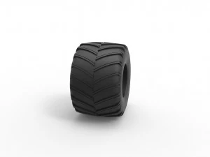 Monster Jam tire 10 Scale 1 to 25 3D Print Model