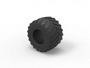 Monster Jam tire 10 Scale 1 to 25 3D Print Model