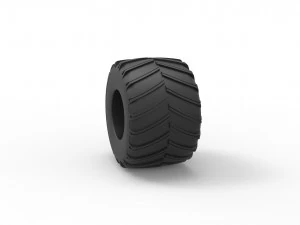 Monster Jam tire 10 Scale 1 to 25 3D Print Model
