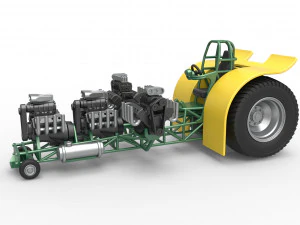 Pulling tractor with 4 engines V8 Version 4 Scale 1 to 25 3D Print Model