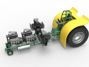 Pulling tractor with 4 engines V8 Version 4 Scale 1 to 25 Model do druku 3D