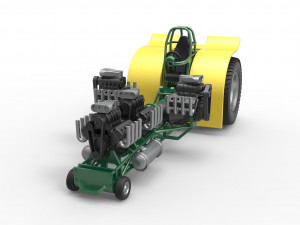 Pulling tractor with 4 engines V8 Version 4 Scale 1 to 25 Model do druku 3D