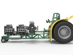 Pulling tractor with 4 engines V8 Version 4 Scale 1 to 25 Model do druku 3D
