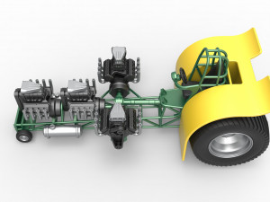 Pulling tractor with 4 engines V8 Version 4 Scale 1 to 25 Model do druku 3D