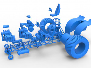 Pulling tractor with 4 engines V8 Version 4 Scale 1 to 25 Model do druku 3D