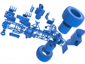 Pulling tractor with 4 engines V8 Version 4 Scale 1 to 25 Model do druku 3D