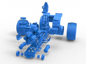 Pulling tractor with 4 engines V8 Version 4 Scale 1 to 25 Model do druku 3D