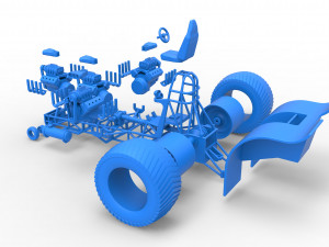 Pulling tractor with 4 engines V8 Version 4 Scale 1 to 25 Model do druku 3D