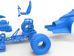 Mini Rod pulling tractor 4 Scale 1 to 25 3D Print Model