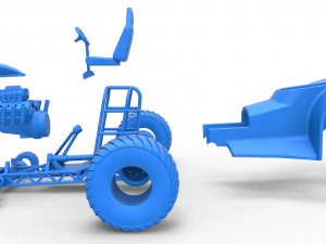 Mini Rod pulling tractor 4 Scale 1 to 25 3D Print Model