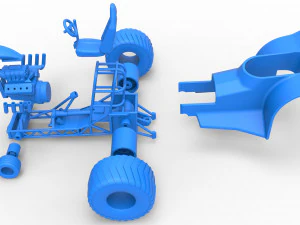 Mini Rod pulling tractor 4 Scale 1 to 25 3D Print Model