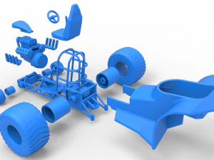 Mini Rod pulling tractor 4 Scale 1 to 25 3D Print Model
