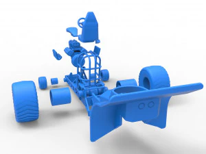 Mini Rod pulling tractor 4 Scale 1 to 25 3D Print Model