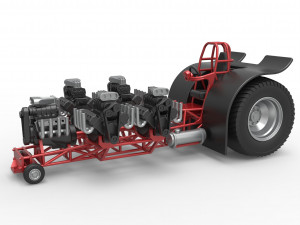 Pulling tractor with 5 engines V8 Version 2 Scale 1 to 25 Modelo de Impressão 3D