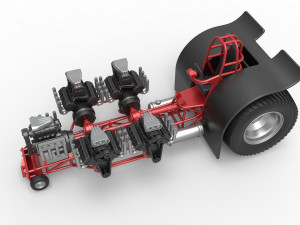 Pulling tractor with 5 engines V8 Version 2 Scale 1 to 25 Modelo de impresión 3D