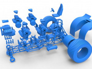 Pulling tractor with 5 engines V8 Version 2 Scale 1 to 25 Modelo de impresión 3D
