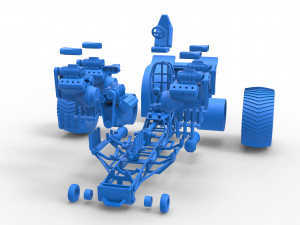 Pulling tractor with 5 engines V8 Version 2 Scale 1 to 25 Modelo de impresión 3D
