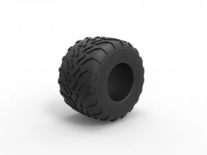 Monster Jam tire 11 Scale 1 to 25 3D Print Model