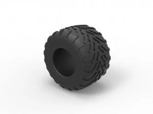 Monster Jam tire 11 Scale 1 to 25 3D Print Model