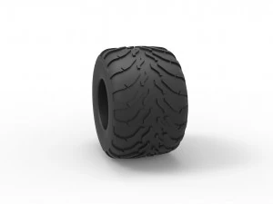 Monster Jam tire 11 Scale 1 to 25 3D Print Model