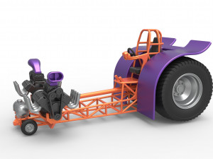 Pulling tractor with 2 engines V8 Version 3 Scale 1 to 25 Modelo de Impressão 3D