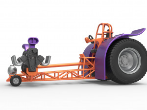 Pulling tractor with 2 engines V8 Version 3 Scale 1 to 25 Modèles 3D en vedette