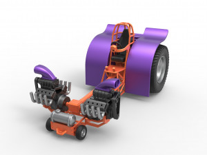 Pulling tractor with 2 engines V8 Version 3 Scale 1 to 25 Modèles 3D en vedette