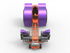 Pulling tractor with 2 engines V8 Version 3 Scale 1 to 25 Modèles 3D en vedette