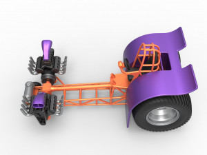 Pulling tractor with 2 engines V8 Version 3 Scale 1 to 25 Modèles 3D en vedette
