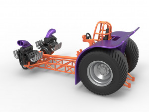 Pulling tractor with 2 engines V8 Version 3 Scale 1 to 25 Modèles 3D en vedette