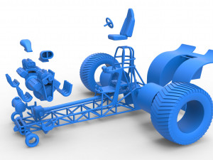 Pulling tractor with 2 engines V8 Version 3 Scale 1 to 25 Modèles 3D en vedette