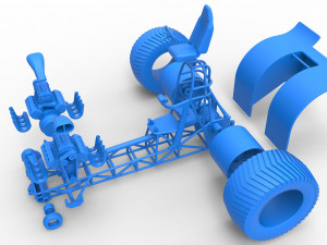 Pulling tractor with 2 engines V8 Version 3 Scale 1 to 25 Modèles 3D en vedette