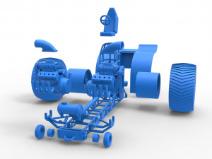 Pulling tractor with 2 engines V8 Version 3 Scale 1 to 25 Modèles 3D en vedette