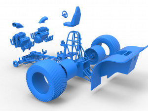 Pulling tractor with 2 engines V8 Version 3 Scale 1 to 25 Modèles 3D en vedette