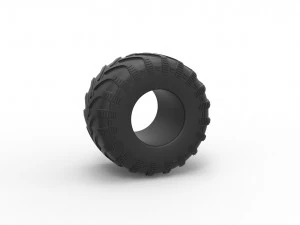 Monster Jam tire 2 Scale 1 to 25 3D Print Model