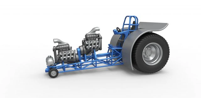 Pulling tractor with 2 engines V8 Version 4 Scale 1 to 25 3D Print Model .c4d .max .obj .3ds .fbx .stl .blend 