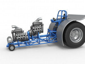Pulling tractor with 2 engines V8 Version 4 Scale 1 to 25 3D 打印模型