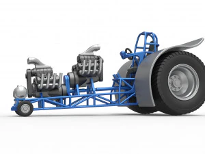Pulling tractor with 2 engines V8 Version 4 Scale 1 to 25 3D Print Model