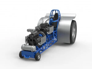Pulling tractor with 2 engines V8 Version 4 Scale 1 to 25 3D Print Model