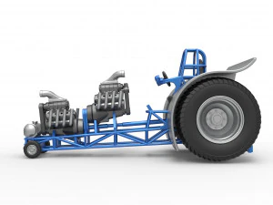 Pulling tractor with 2 engines V8 Version 4 Scale 1 to 25 3D Print Model