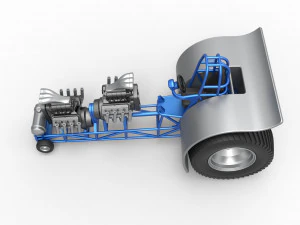 Pulling tractor with 2 engines V8 Version 4 Scale 1 to 25 3D Print Model