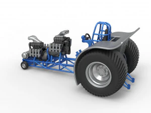 Pulling tractor with 2 engines V8 Version 4 Scale 1 to 25 3D Print Model