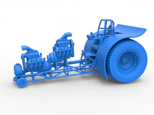 Pulling tractor with 2 engines V8 Version 4 Scale 1 to 25 3D Print Model