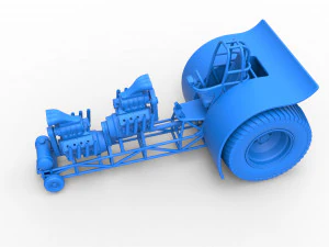 Pulling tractor with 2 engines V8 Version 4 Scale 1 to 25 3D Print Model